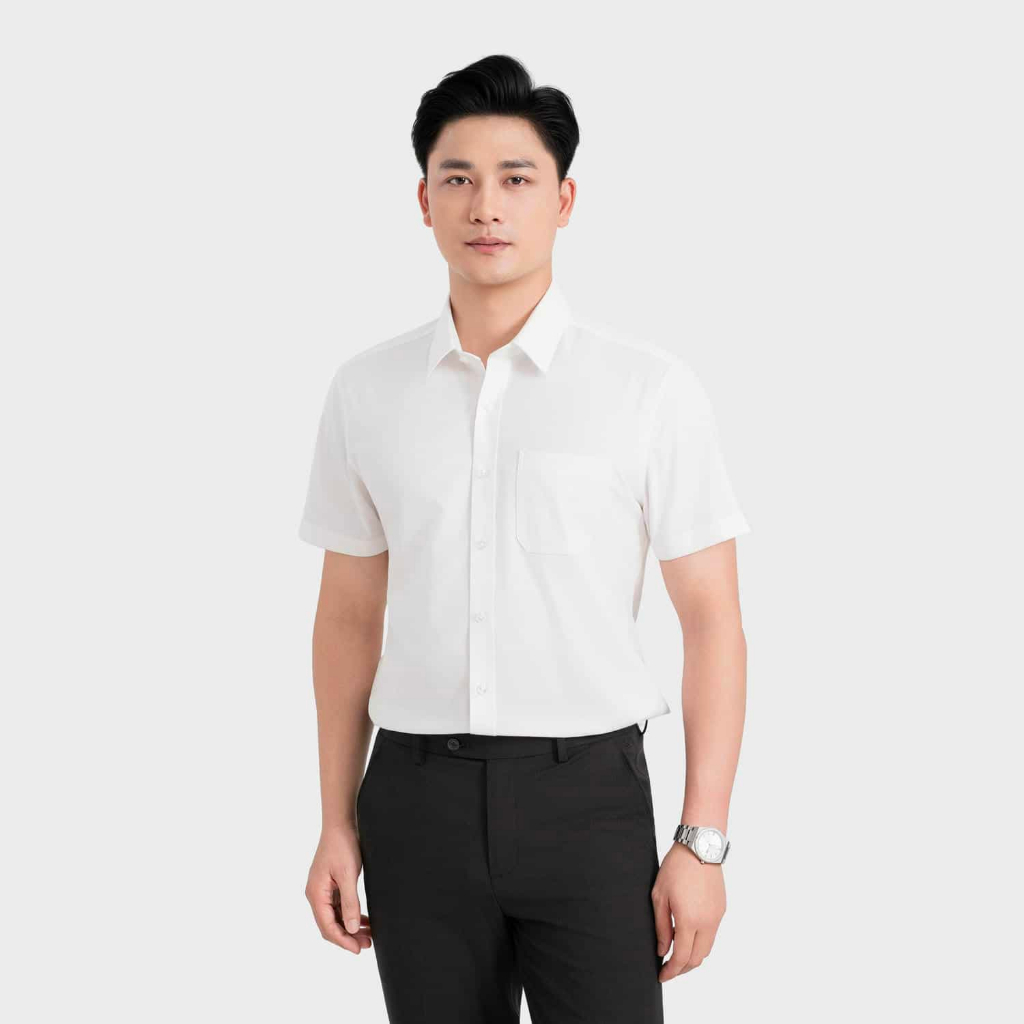 Áo sơ mi ngắn tay nam Insidemen dáng Perfect Fit vạt bằng, thấm hút tốt, thoáng khí ISS301MAH0