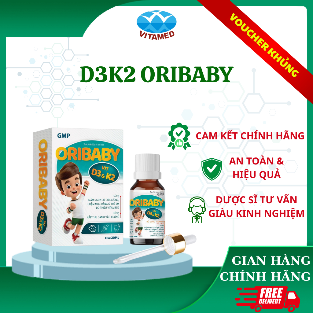 Oribaby D3K2 - Bổ Sung D3+K2 Cho Bé Chai 20ml
