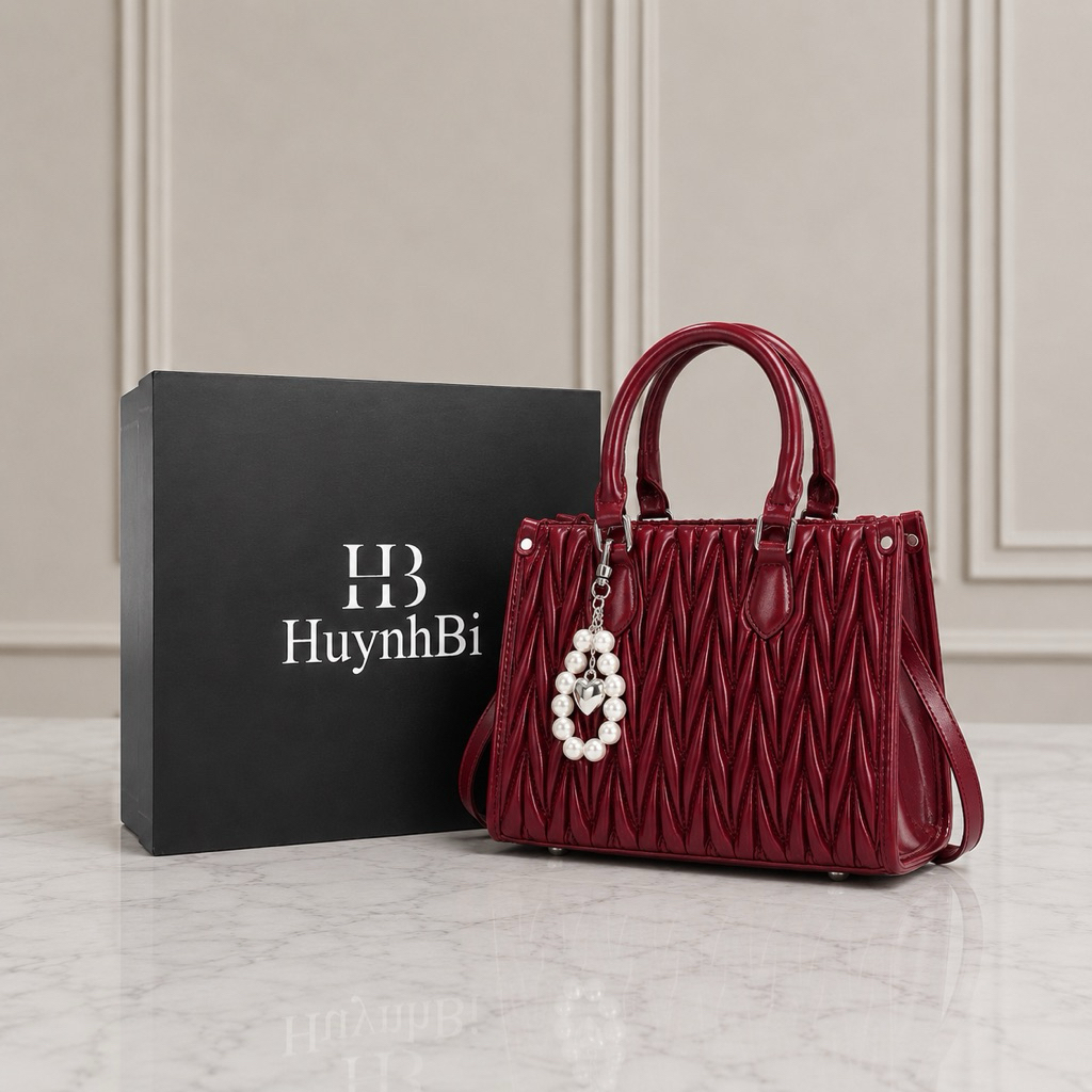 HuynhBi Z6-Túi Xách Nữ Da Thật, Túi Tote Đi Tiệc Du Lịch Kích Thước 26x10x19cm, Kèm Hộp Quà Tặng, HuynhBi Luxury