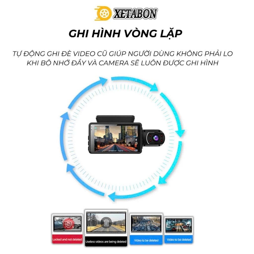 Camera hành trình ô tô XETABON 4TAXI WIFI Ghi hình trước trong Kết nối điện thoại Phân giải 1080HD Bảo hành 12 tháng