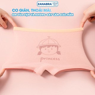 Combo 4 Quần Lót Bé Gái Dáng Đùi Hoạ Tiết Dễ Thương, Quần Lót Trẻ Em Cotton Cao Cấp ZANABRA L8001