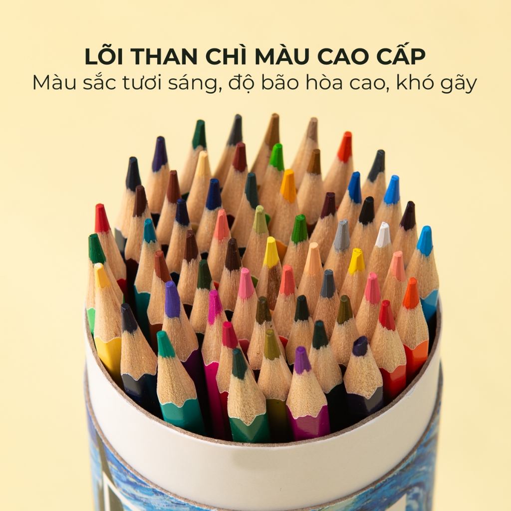 [NEW] Bút Chì Màu Gốc Dầu 60 Màu Van Gogh Classmate Màu Chì Mịn, Tươi Sáng, Chồng Được Màu, Blend Màu Xịn, Hoà Sắc Tốt