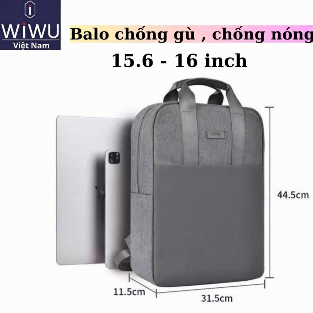 [Chính Hãng] Balo Chống Gù WiWU Minimalist Backpack Cho Laptop 15.6 Inch - Vải Kháng Nước, Đa Năng Đi Học, Du Lịch