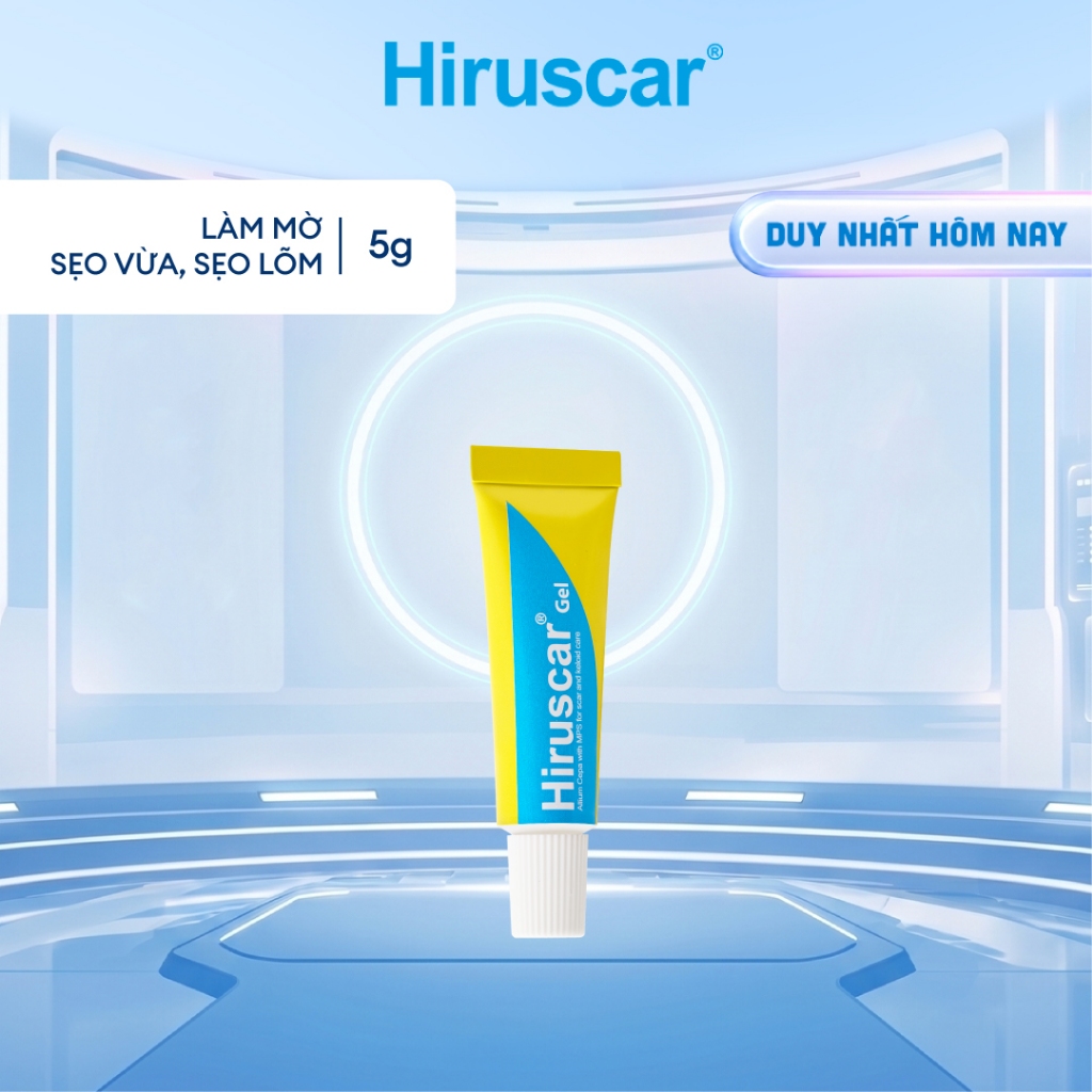 Gel cải thiện sẹo vừa, sẹo lõm, sẹo thâm Hiruscar 5g