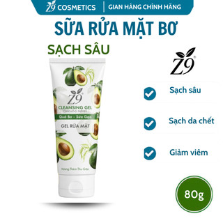Gel rửa mặt bơ Z9 cấp ẩm da trắng sáng giảm ngừa mụn, loại bỏ lớp dầu trên da 80ml