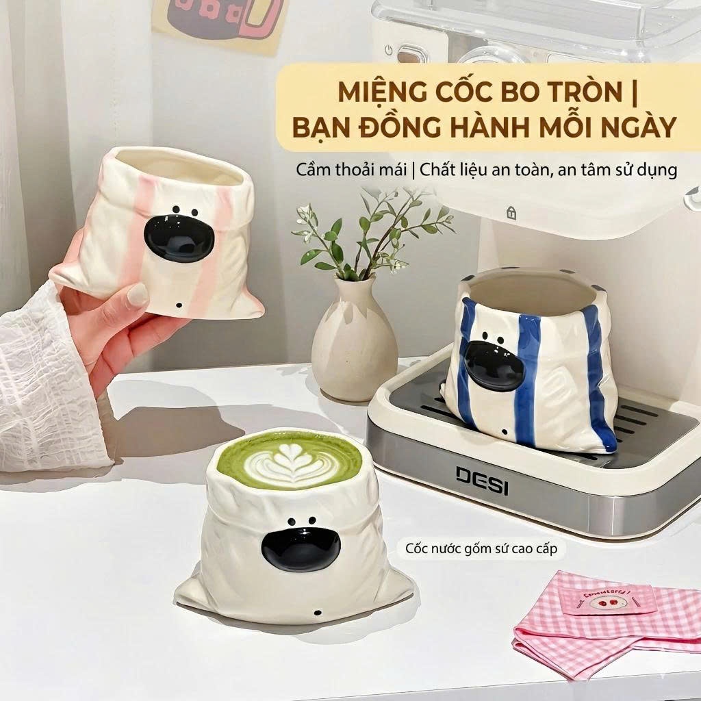[ Gốm sứ ] Ly Nước Hình Cún Cute Mini – Thiết Kế Đáng Yêu, Trang Trí Bàn Làm Việc, Quà Tặng Hot 2026