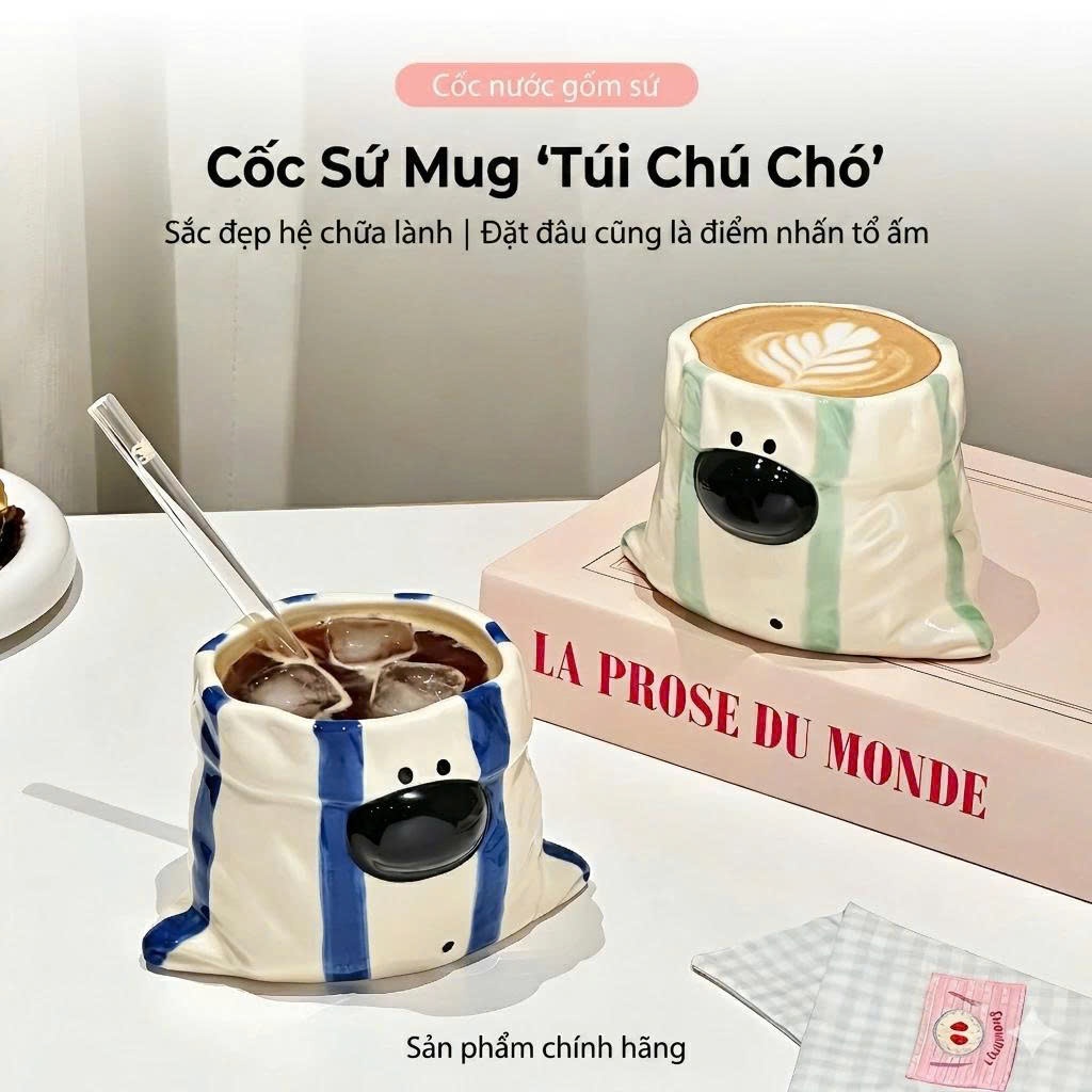 [ Gốm sứ ] Ly Nước Hình Cún Cute Mini – Thiết Kế Đáng Yêu, Trang Trí Bàn Làm Việc, Quà Tặng Hot 2026
