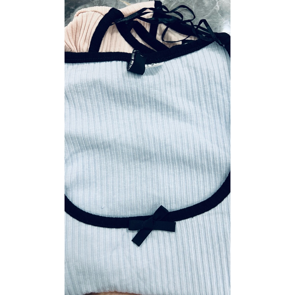 Áo Thun Gân Viền Nơ - 2.M Hàng Xịn