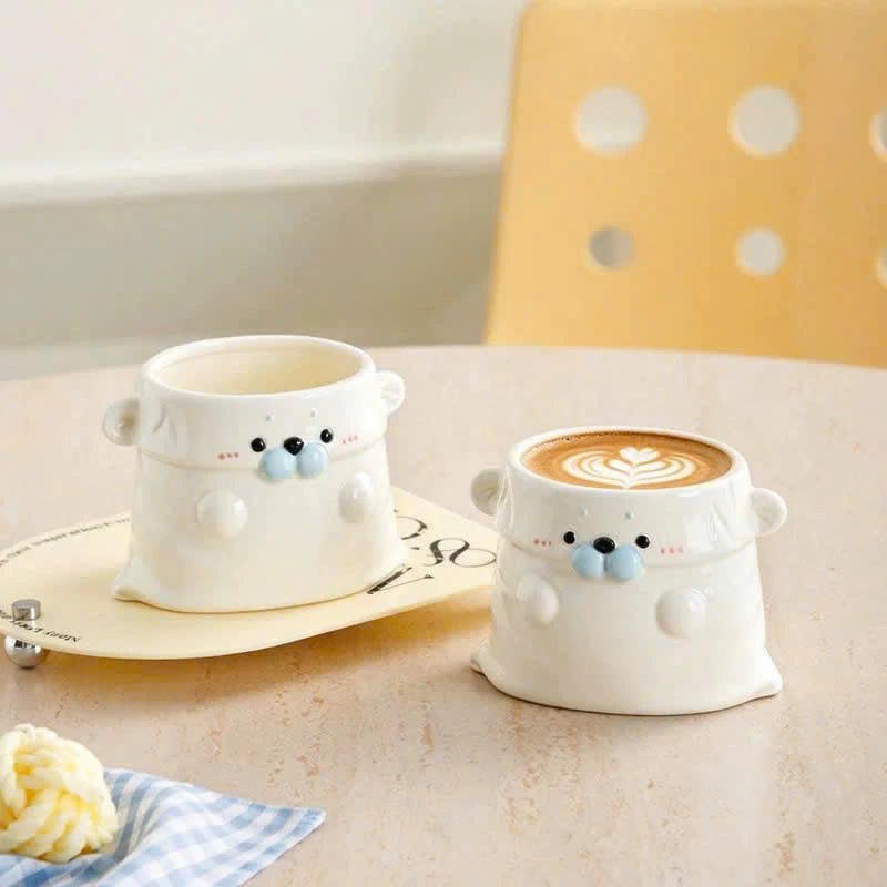 [ Gốm sứ ] Ly Hình Hải Ly Cute Mini – Thiết Kế Đáng Yêu, Trang Trí Bàn Làm Việc, Quà Tặng Hot 2026