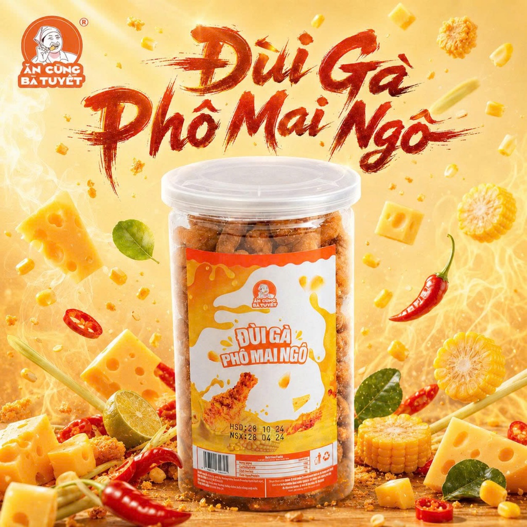 1 hũ Snack Đùi Gà vị Phô Mai Ngô ( bắp ) – ăn vặt thì phải ĂN CÙNG BÀ TUYẾT M33
