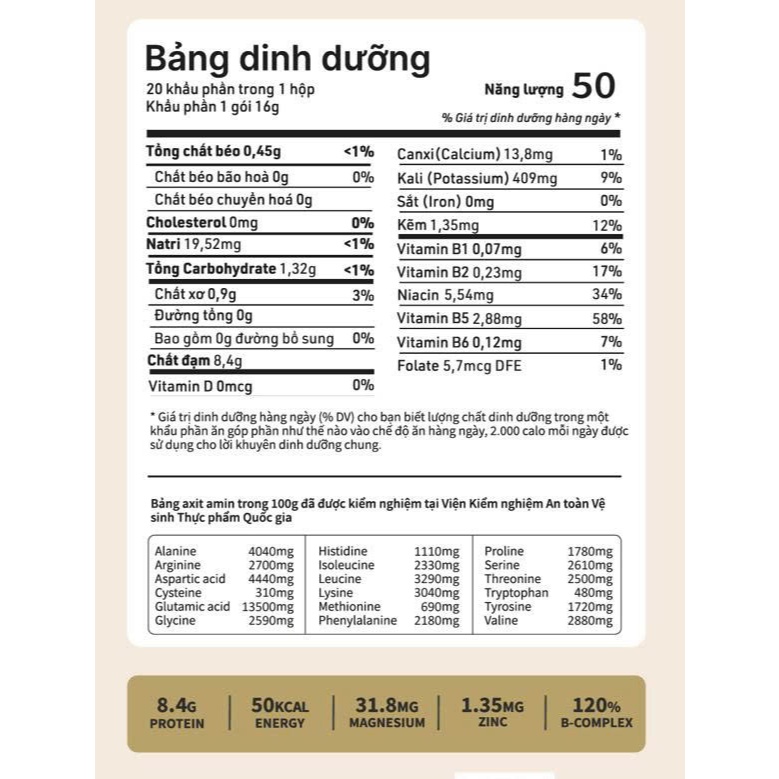 [MUA 1 TẶNG 2] Bột cao nấm men bia 100g, Vitamin nhóm B, Kẽm, Magie, Canxi tăng cường đề kháng