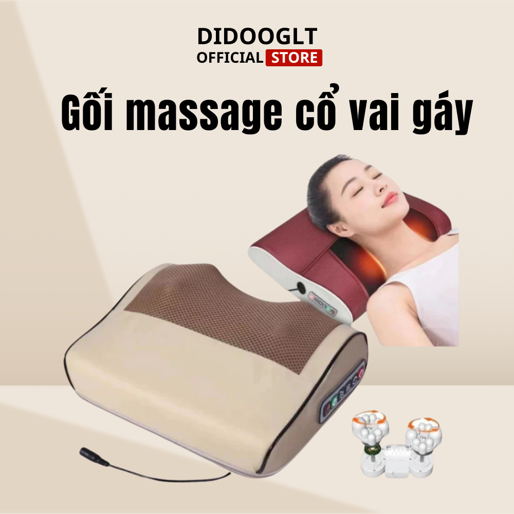 Gối massage cổ vai gáy DIDOOGLT máy massage hồng ngoại cao cấp hỗ trợ giảm đau mỏi vai gáy