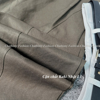 (Tặng Kèm Đai) BIGSIZE 45-75kg, Quần baggy nữ 90-92cm chất Kaki Nhật L1, Quần ống rộng thời trang Chathimy (M048 )