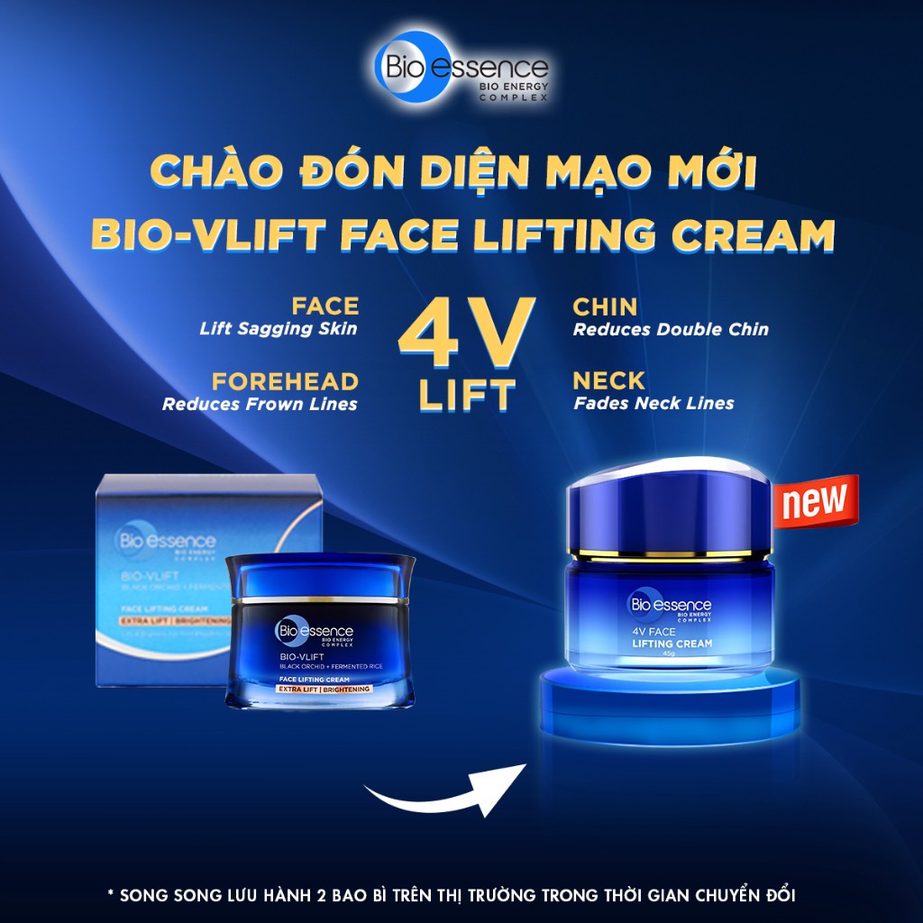 [VHL x Bio-essence] Kem dưỡng ngăn ngừa lão hóa, nâng cơ mặt & dưỡng sáng Bio essence Bio-Vlift 45g tặng 1 túi ST 200g