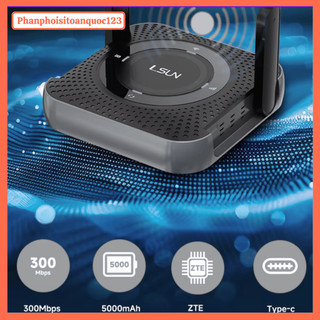 Router WiFi 4G LTE LSUN MF607+ – Tốc Độ 300Mbps – Pin 5000mAh – 2 Anten – Có Cổng LAN – 32 Thiết Bị