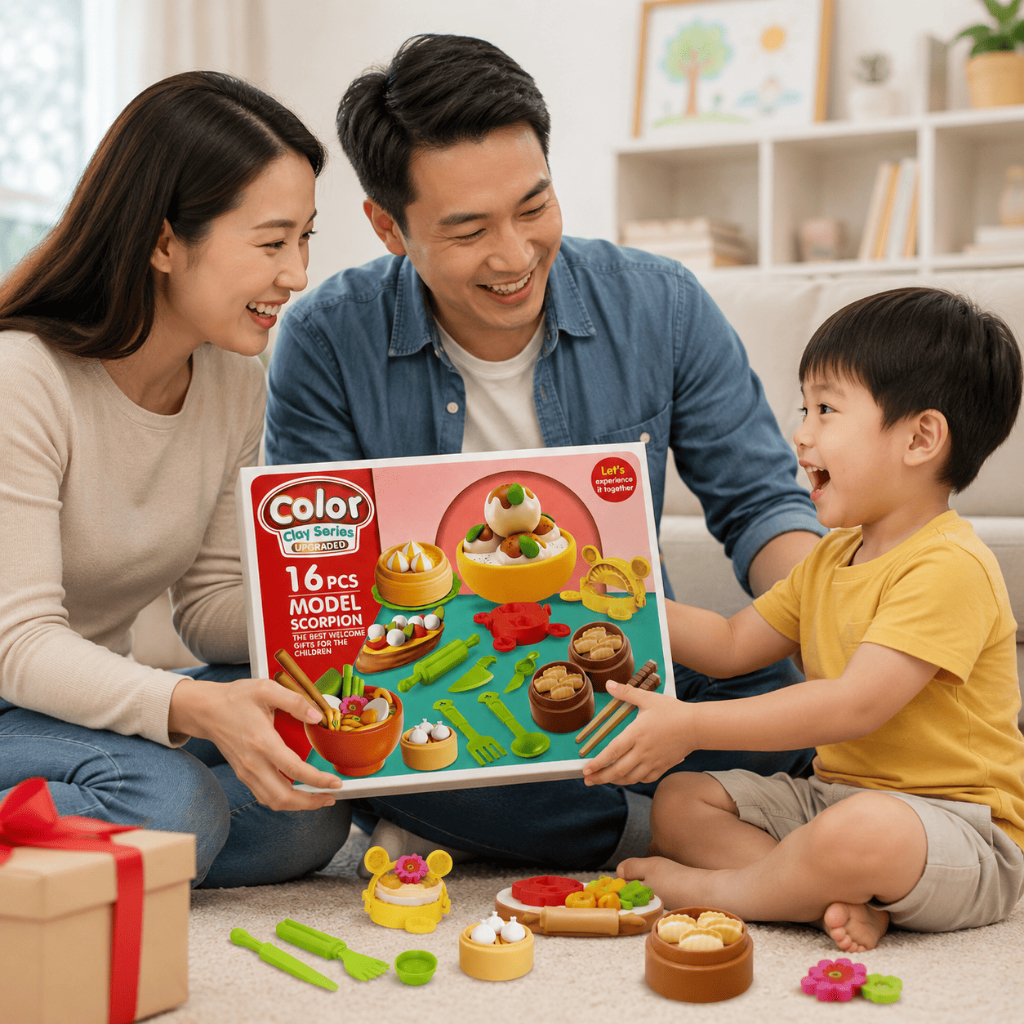 Bộ Đồ Chơi Đất Nặn Làm Dimsum 16 Chi Tiết Cho Bé, Khuôn Bánh Bao Há Cảo, Đồ Chơi Sáng Tạo
