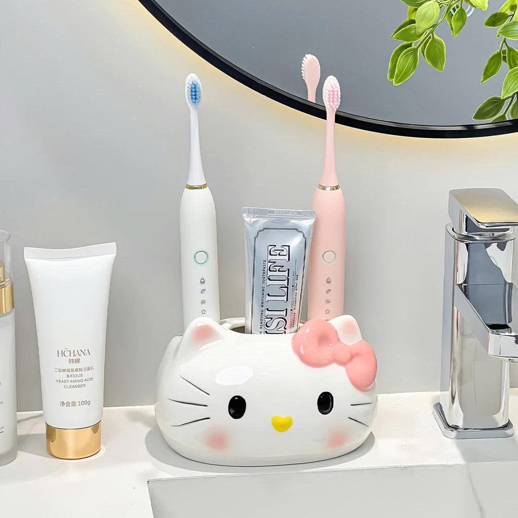 [ Gốm Sứ ] Cốc Helokitty – Đựng Bàn Chải, Dao Cạo, Đồ Dùng Nhà Tắm Siêu Cute Dễ Thương