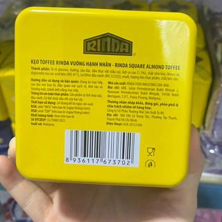 Kẹo Hộp thiếc toffee hạnh nhân Rinda cao cấp 80gr Malaysia date t10/2027