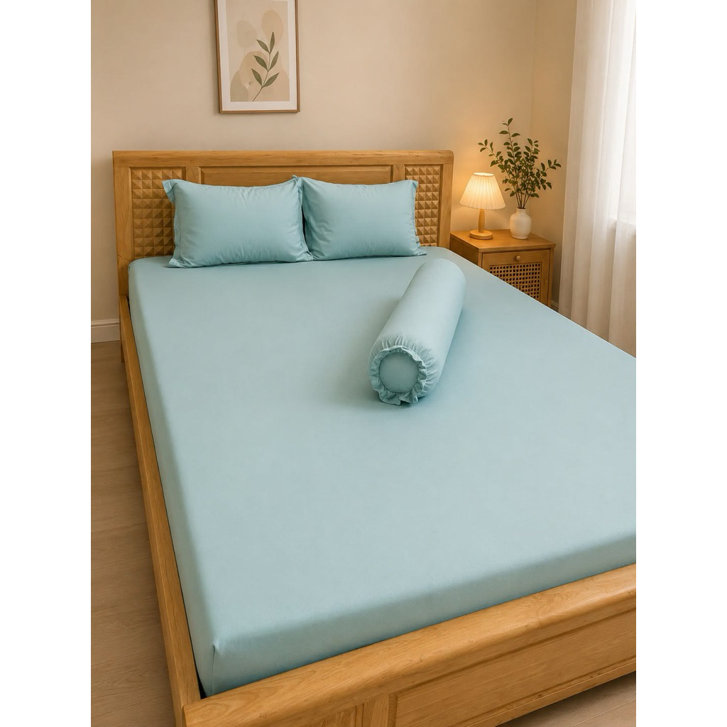 Bộ ga thun lạnh Hàn Quốc 4 món Aniva Home, thiết kế gối ôm khoá kéo, mềm mại, thoáng mát, sang trọng