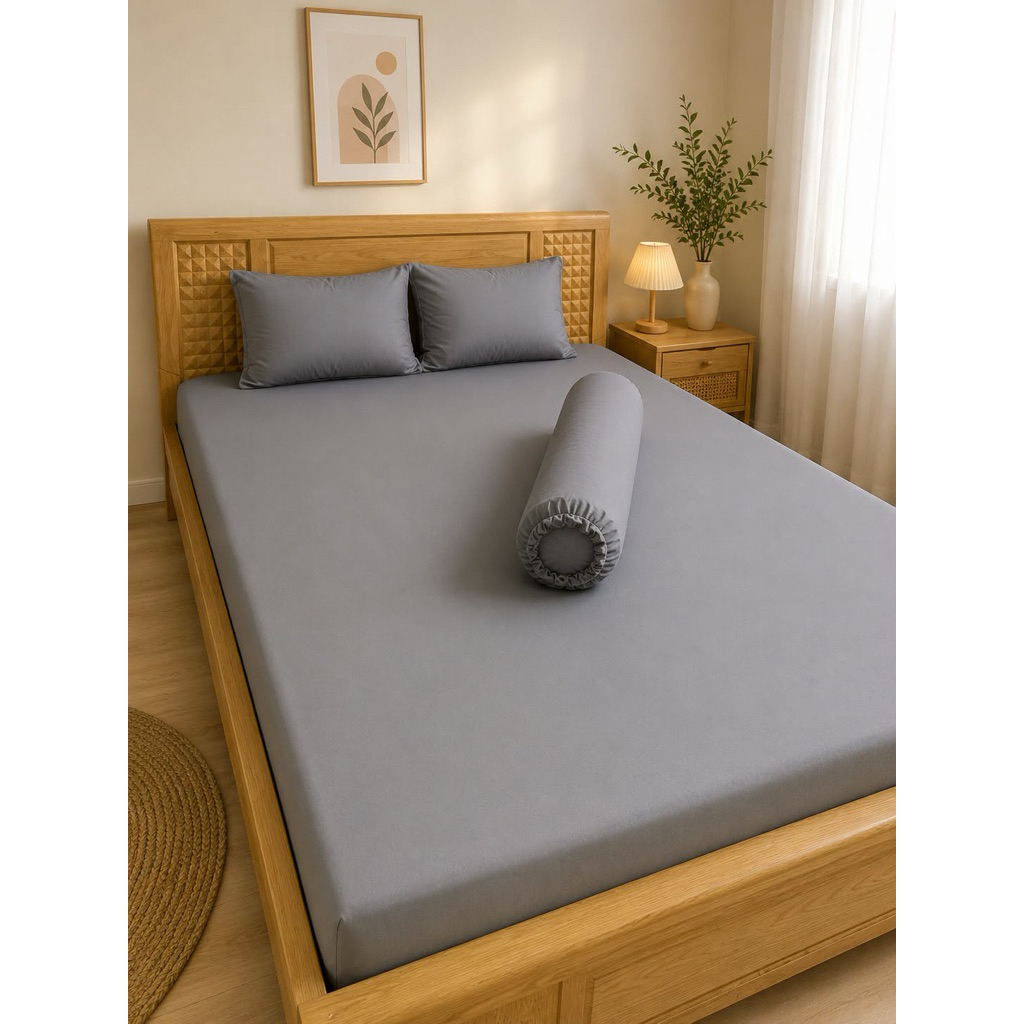 Bộ ga thun lạnh Hàn Quốc 4 món Aniva Home, thiết kế gối ôm khoá kéo, mềm mại, thoáng mát, sang trọng