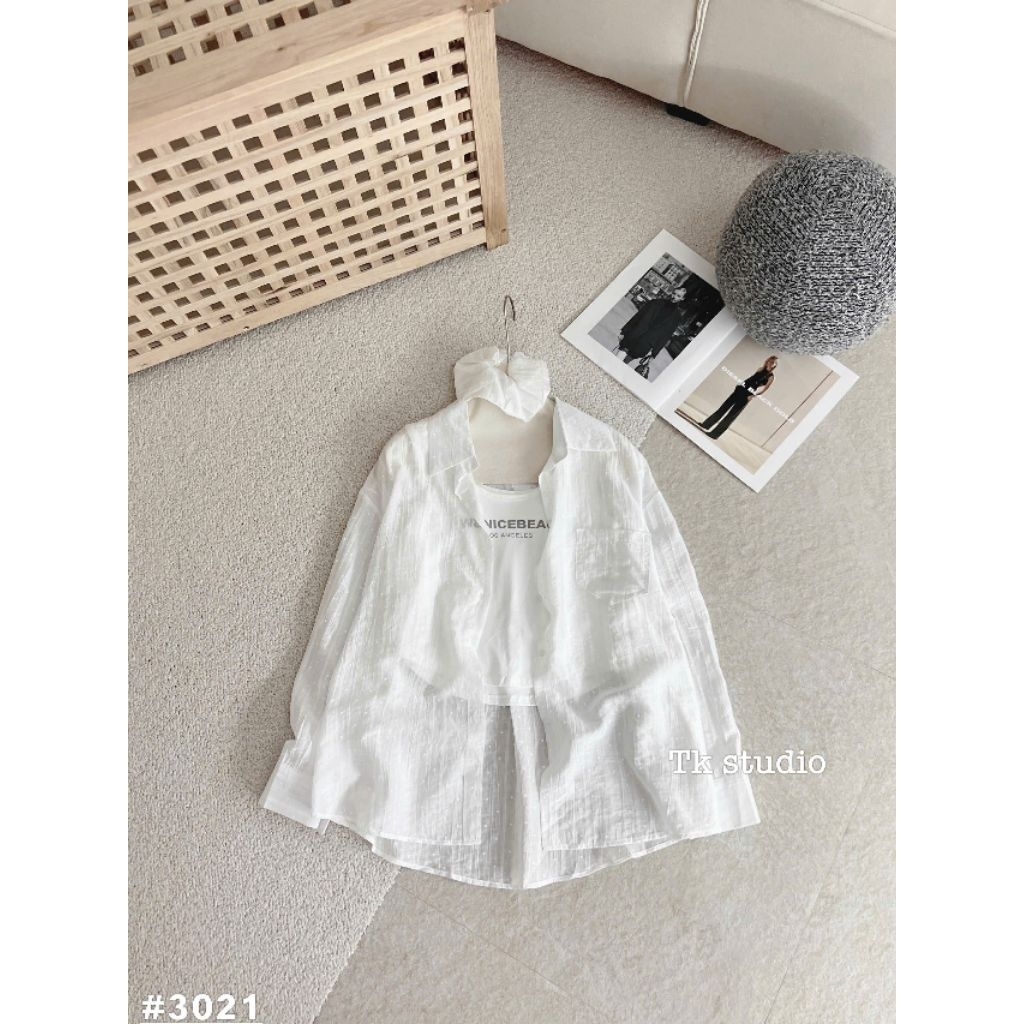[𝑯𝒂 𝑨𝒏𝒉] Set Áo Sơ Mi Tơ Lụa Chấm Bi QCL1