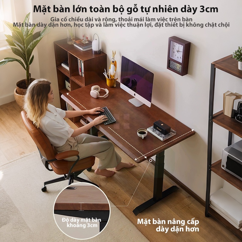 Bàn làm việc thông minh nâng hạ đứng ngồi điện kô tiếng ồn chống va chạm dùng tại nhà và văn phòng | BigBuy360 - bigbuy360.vn