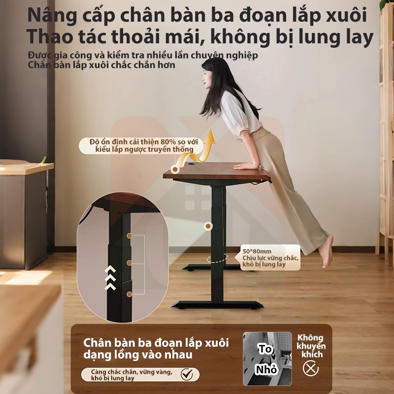 Bàn làm việc thông minh nâng hạ đứng ngồi điện kô tiếng ồn chống va chạm dùng tại nhà và văn phòng | BigBuy360 - bigbuy360.vn