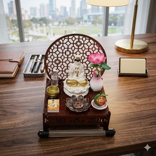 Bàn Thờ mini 9cmx11cm Tượng Mẹ Quan Âm - Phật Adida