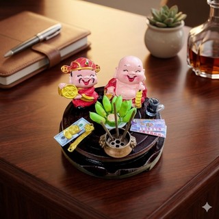 Bàn Thờ Thần Tài Thổ Địa Mini  May Mắn Tài Lộc Trang trí Bàn Làm Việc