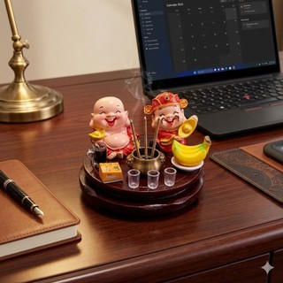 Bàn Thờ Thần Tài Thổ Địa Mini  May Mắn Tài Lộc Trang trí Bàn Làm Việc