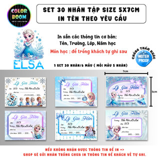[ IN TÊN THEO YÊU CẦU] Nhãn Vở Công chúa ELSA In Theo Yêu Cầu - Chống thấm nước - ColorBoom
