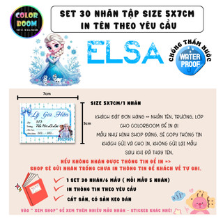 [ IN TÊN THEO YÊU CẦU] Nhãn Vở Công chúa ELSA In Theo Yêu Cầu - Chống thấm nước - ColorBoom