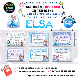 [ IN TÊN THEO YÊU CẦU] Nhãn Vở Công chúa ELSA In Theo Yêu Cầu - Chống thấm nước - ColorBoom