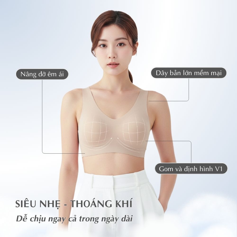 Áo Lót Nữ Tàng Hình Co Giãn Không Gọng Không Đường May Mỏng Nhẹ Thoáng Khí 40005088 - TOKYOLIFE