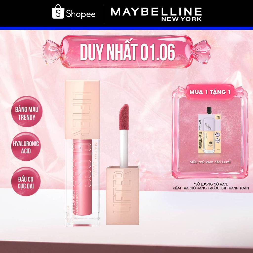 Son Bóng Lifter Gloss cho Đôi Môi Đầy Căng Mọng Kẹo cùng Hyaluronic Acid Maybelline New York 5.4ML