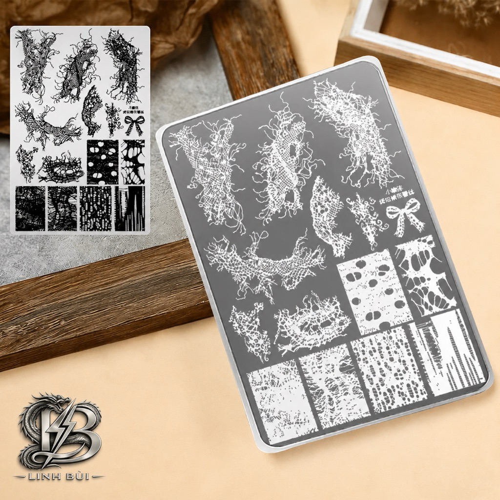 KHUÔN IN NAIL HỌA TIẾT REN RÁCH – VINTAGE LACE STAMPING PLATE Linh Bùi