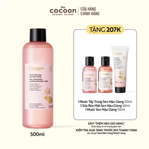 Bigsize - Nước Tẩy Trang Sen Hậu Giang Sạch Bụi Siêu Mịn PM1.0, Có Prebiotics Dịu Êm Cho Da Rất Nhạy Cảm Cocoon 500ml
