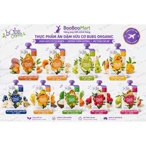 TÚI ĂN DẶM TRÁI CÂY NGHIỀN HỮU CƠ BUBS ORGANIC ÚC - TÚI 120G - CHO BÉ TỪ 4 THÁNG (date 2026) - ĐỦ VỊ