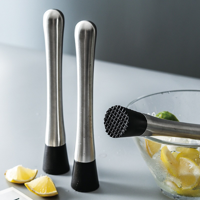 [Hàng hóa giao ngay] Chày dầm pha chế inox 25cm Đầu Nhựa Chống Mòn, Dụng Cụ Bartender Chuyên Nghiệp, Kích Thước