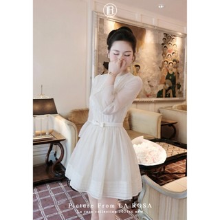 Váy Tơ Tiểu Thư Phối Ren Kim Sa Dáng Ngắn Xoè Sang Chảnh LA ROSA Đầm Dự Tiệc, Hẹn Hò, Đám Cưới V1472