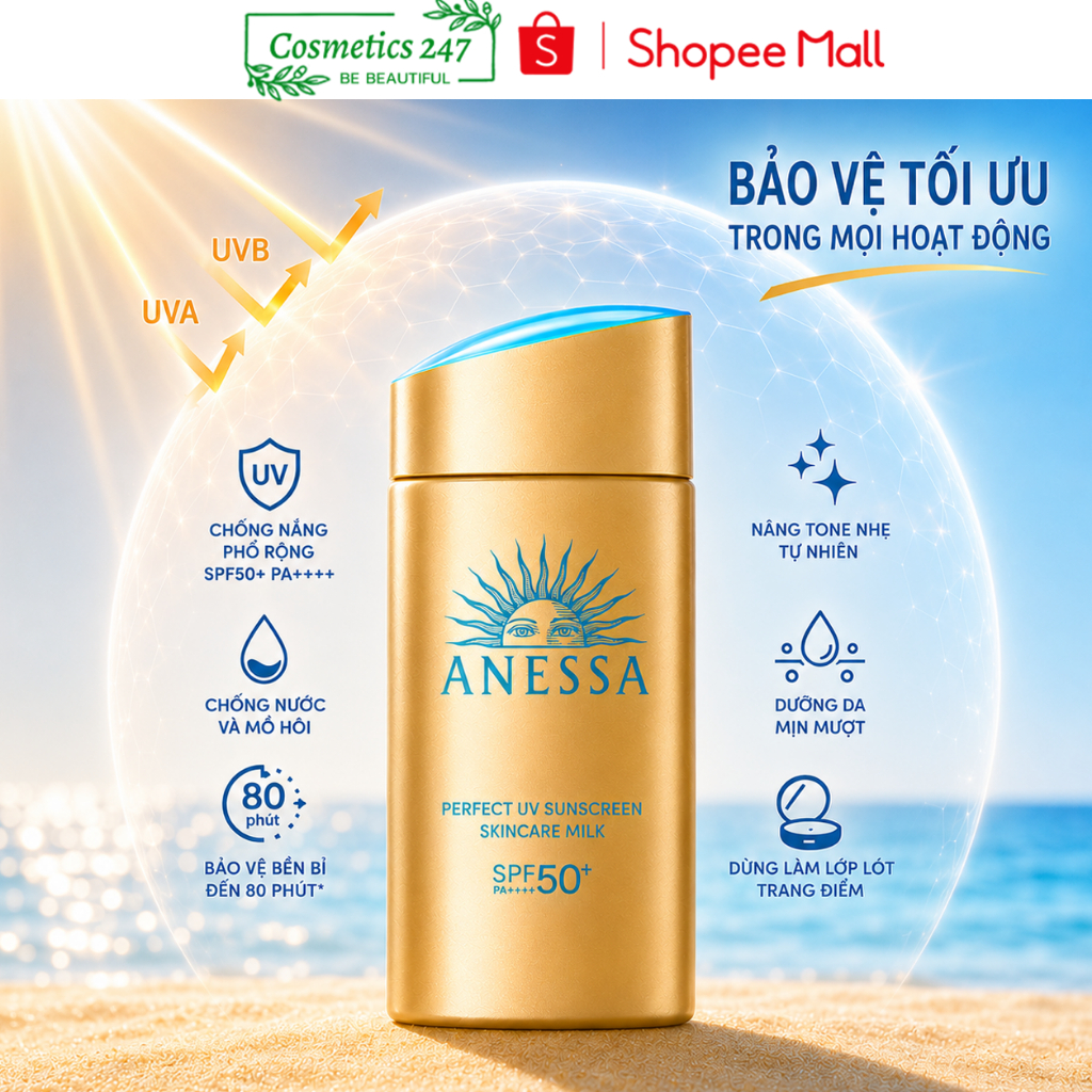 Kem chống nắng Anessa Perfect UV Sunscreen Skincare Milk SPF 50+ PA++++ 60ml