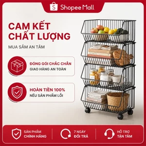 BMZAR Kệ xe đẩy sắt Có thể tháo rời Kệ Bếp Đa Năng sắt mắt lưới Kệ đựng đồ Có thể đặt rau và trái cây