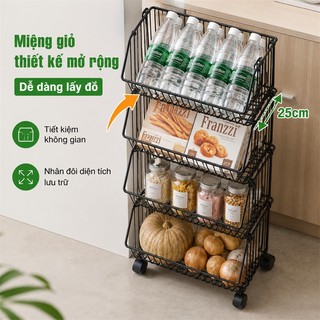 BMZAR Kệ xe đẩy sắt Có thể tháo rời Kệ Bếp Đa Năng sắt mắt lưới Kệ đựng đồ Có thể đặt rau và trái cây