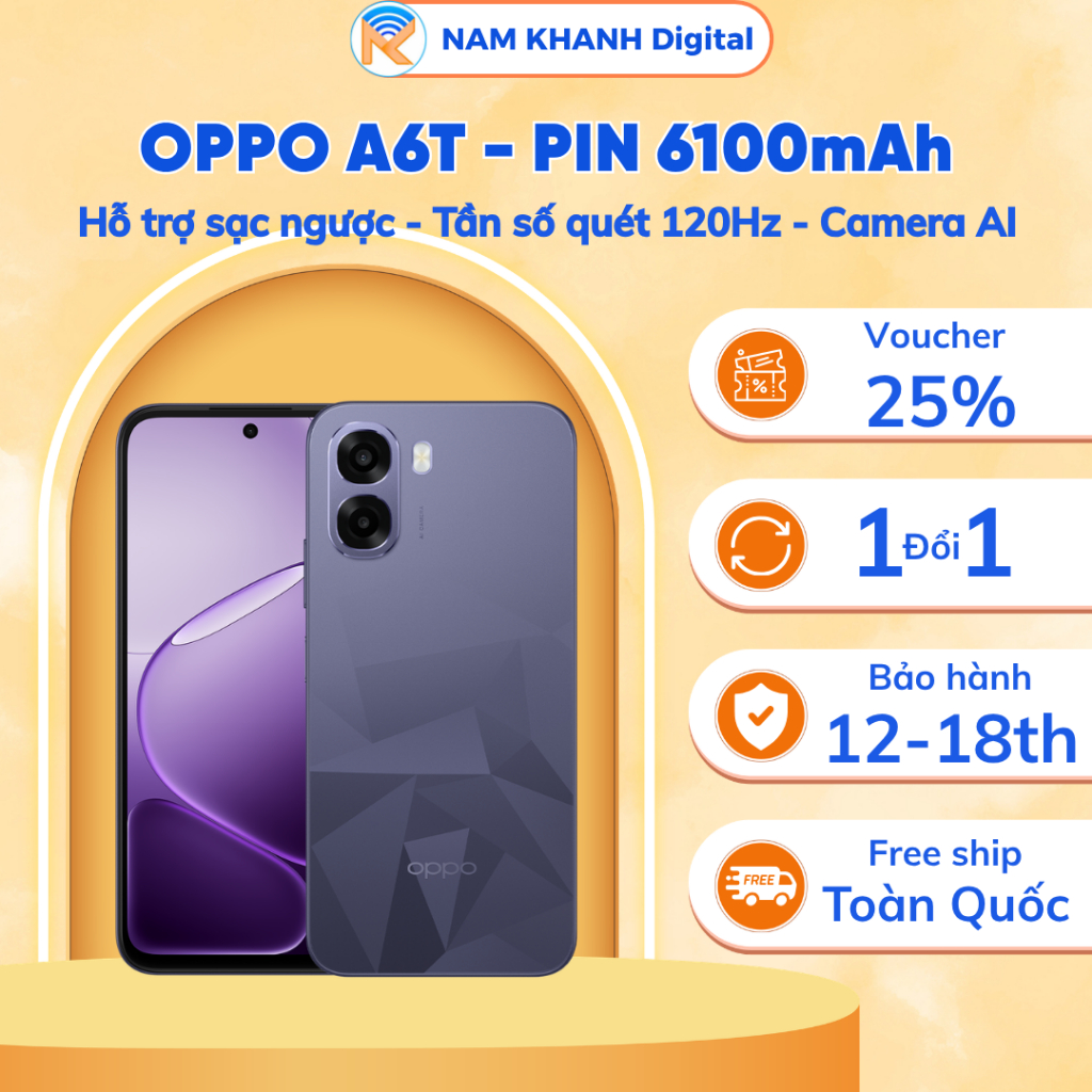 Điện thoại OPPO A6T – Chip Snapdragon 685 – Màn hình 6.75″ – Kháng nước IP64 – Nam Khanh Digital