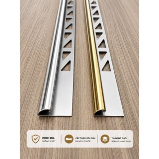 Nẹp inox 304 bo góc tròn YC dài 2,44m vận chuyển cắt đôi/ Nẹp inox góc ngoài
