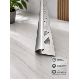 Nẹp inox 304 bo góc tròn YC dài 2,44m vận chuyển cắt đôi/ Nẹp inox góc ngoài
