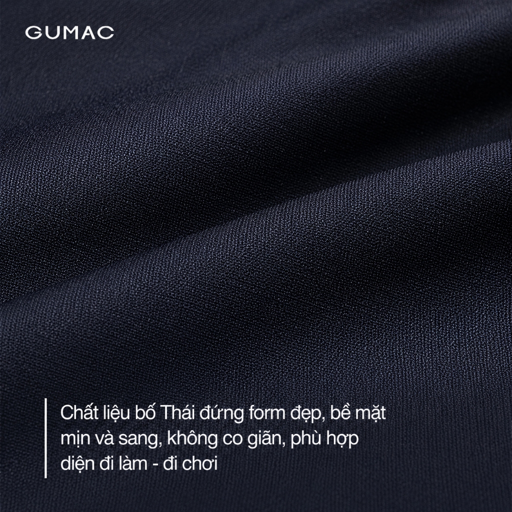 Đầm Nữ Form A Xòe GUMAC Dáng Ngắn Thiết Kế Cổ Sơ Mi Sọc Đính Nút Vàng Có Túi DF03005