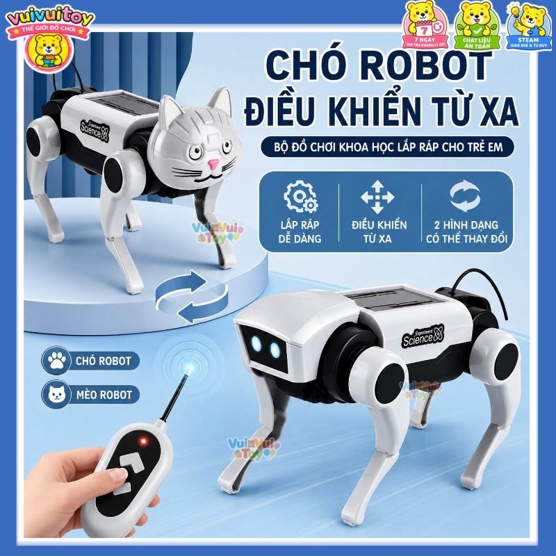 DIY mèo chó robot điều khiển từ xa – Đồ chơi lắp ráp, phát triển trí tuệ