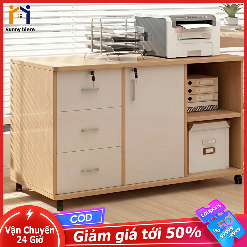 Tủ hồ sơ văn phòng hiện đại Có khóa an toàn Kèm bánh xe di chuyển Lưu trữ đa không gian 𝙎𝙐𝙉𝙉𝙔 𝘽𝙄𝙀𝙍𝙀