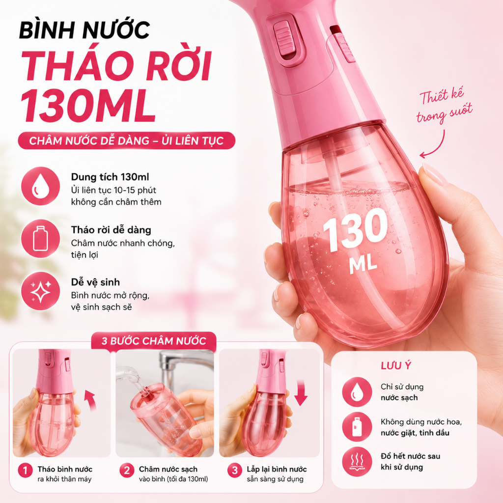 Bàn Ủi Hơi Nước Cầm Tay Cao Cấp 1550W - Hơi Nước Mạnh, Ủi Phẳng Nhanh, Không Hại Vải, Bảo Hành 24T
